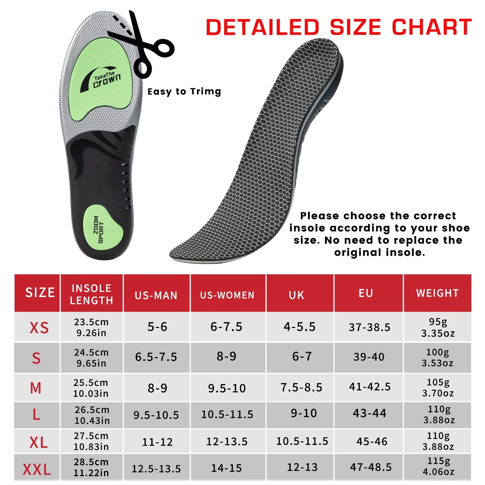 1 Pair EVA Arch Support Orthotics Shock-Absorbing Sports Insoles for Running Walking Standing All Day Foot Pain Relief Shoe Pads Peaceful Pleasures Health and Wellness