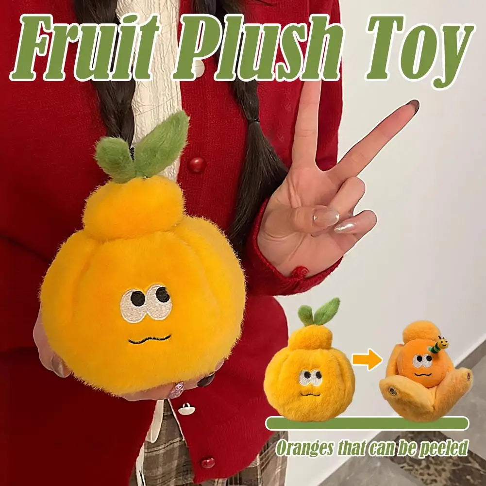 Peeled Orange Plush Keychain – Cute Stuffed Fruit Toy Gift