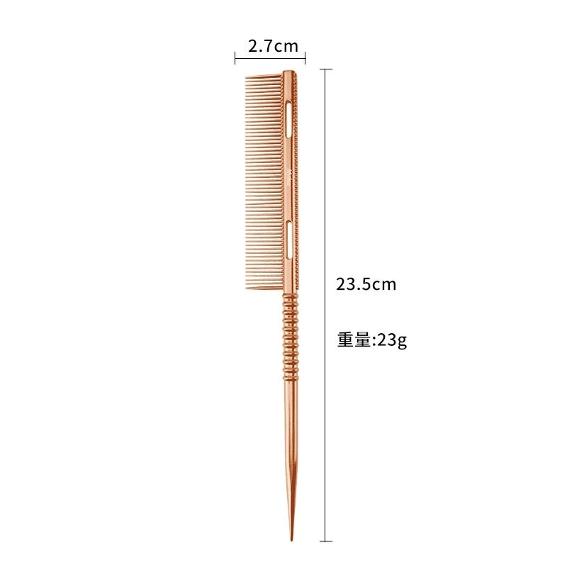 Aluminium Rat Tail Fine Tooth Comb | Barber Salon Styling