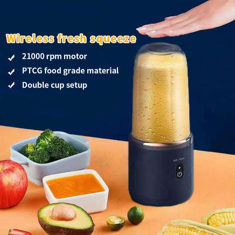 Portable Wireless Electric Juicer 6 Blades USB Mini Charging Smoothie Blender Fruit Squeezer Ice Crush Cup Smart Kitchen Tool Peaceful Pleasures Health and Wellness