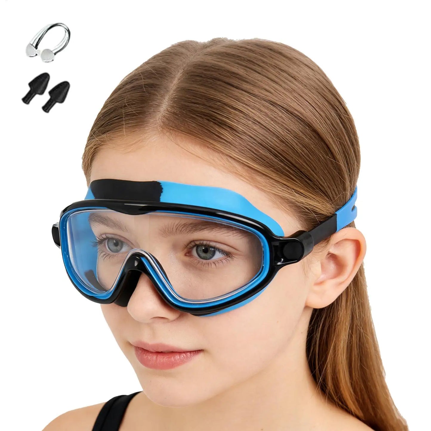 Kids Swim Goggles with Nose Clip & Earplugs Anti-Fog & Leakproof for Boys Girls Pool Beach Snorkeling Diving Water Sports Summer Peaceful Pleasures Health and Wellness