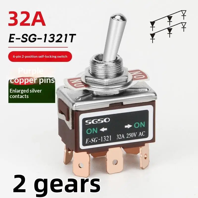 32A 250VAC Rocker Toggle Switch 2/3/4/6 Pin | Brass Screw