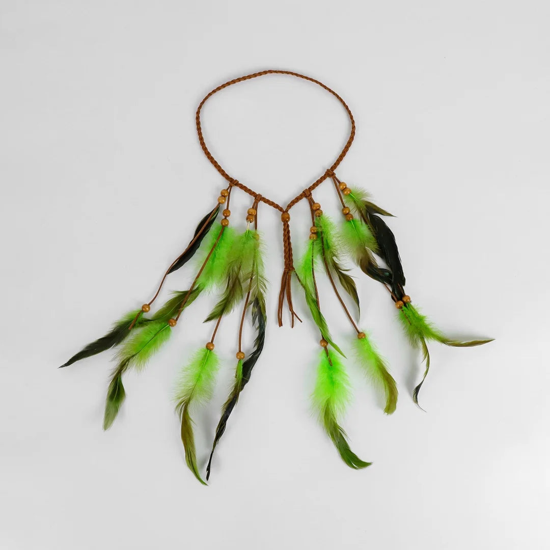 Bohemian Red Feather Headband Hippie Tribal Hair Accessory Festivals