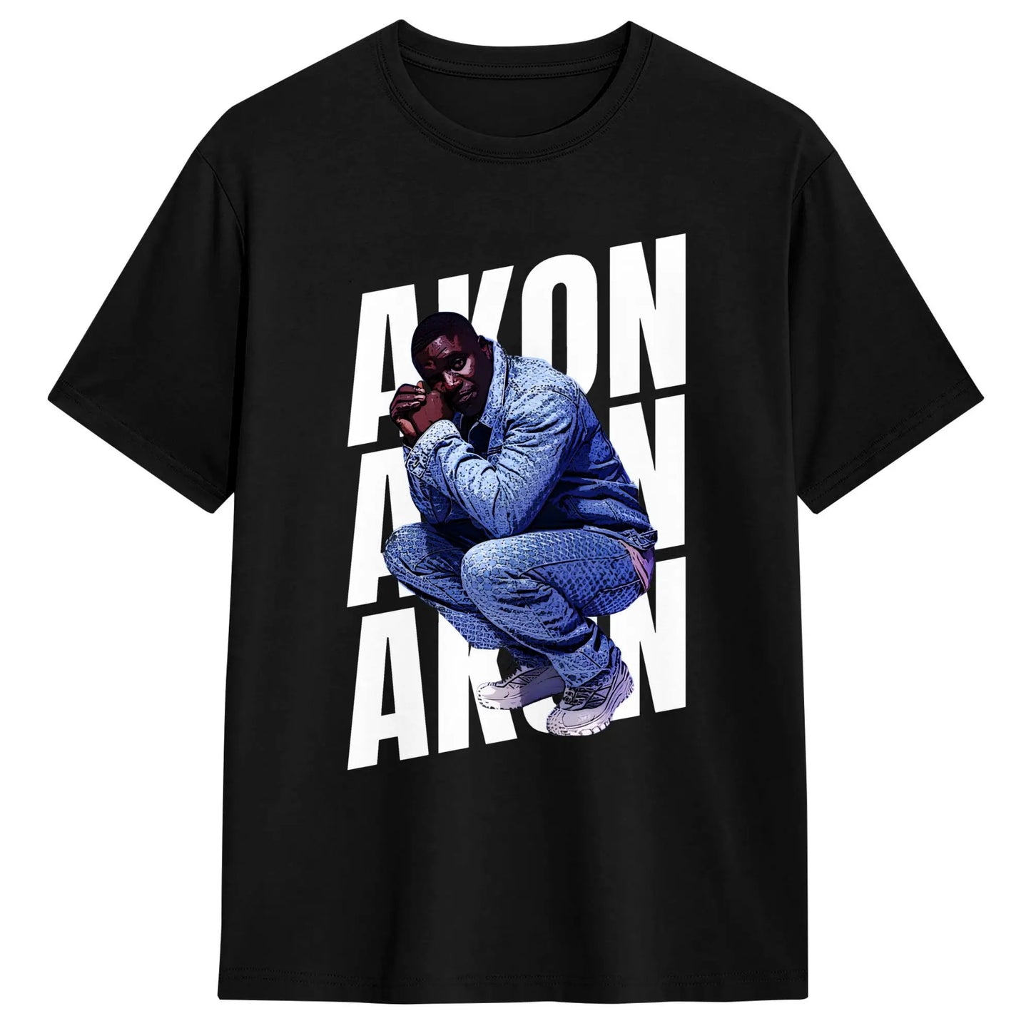Akon T Shirt Men Pure Cotton Funny T-Shirt Round Neck Singer Tees Short Sleeve Clothes Summer Peaceful Pleasures Health and Wellness