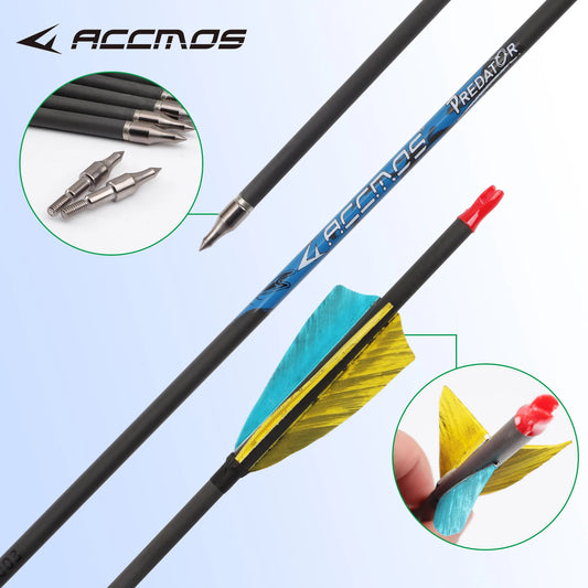 6 3 Turkey Feather Arrows Pure Carbon Arrow Spine 200-800 ID Archery Peaceful Pleasures Health and Wellness 6pcs Sp800