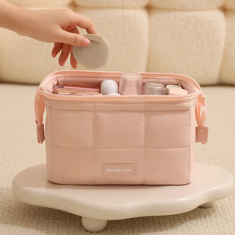 2026 New Large Capacity Portable Makeup Bag Travel Cosmetic Storage Pouch Lipstick Organizer Wash Bag Peaceful Pleasures Health and Wellness