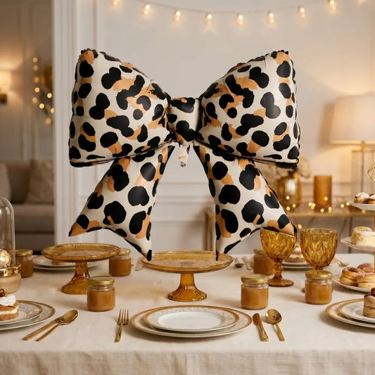 Leopard Print Foil Bow Balloons 2pcs – Party & Wedding Décor Party Foil Balloon Oasis Select