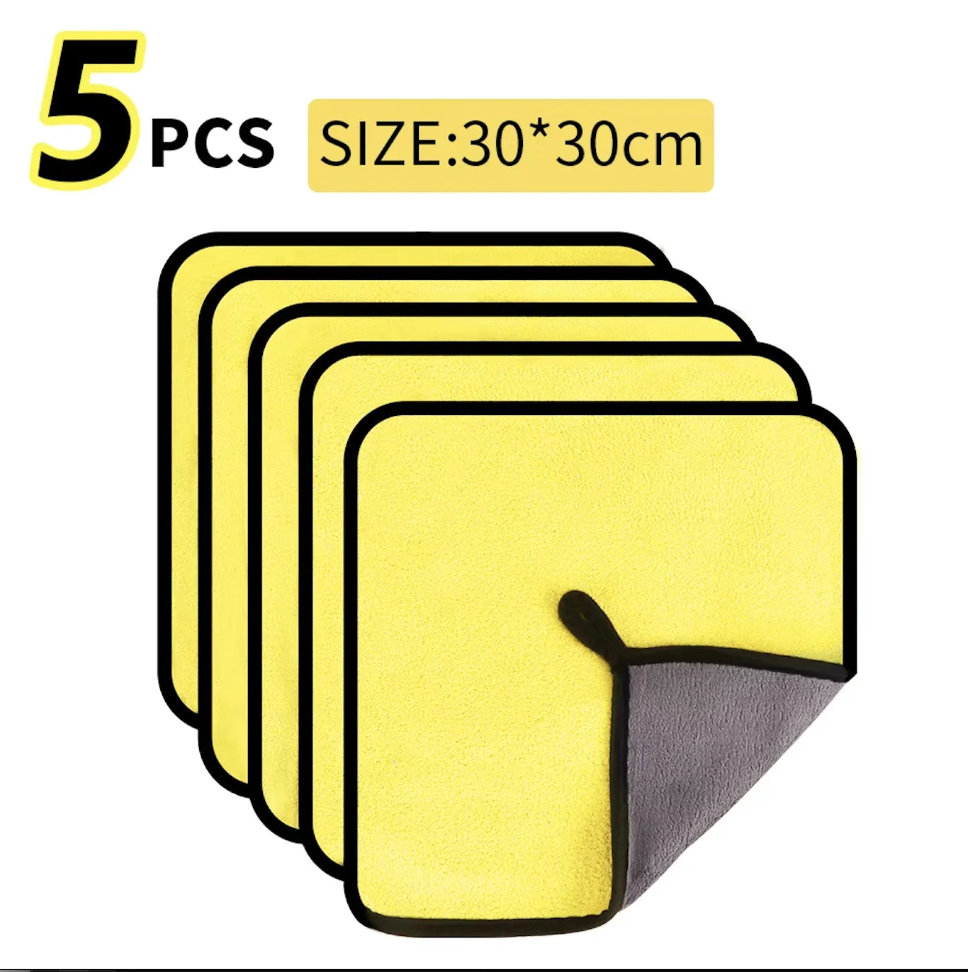 Microfiber Car Wash Towels 3/5/10 Pack | 30x30 & 30x60cm Microfiber Cleaning Towels Peaceful Pleasures Health and Wellness 5pcs 30-30cm
