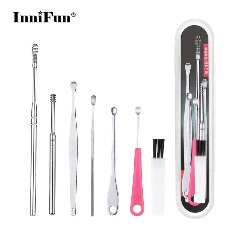 Stainless Steel Spiral Spring Ear Wax Removal Tool Cleaner Set