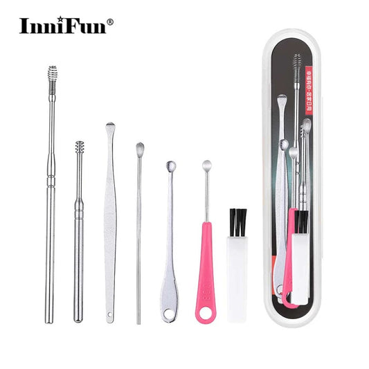 Stainless Steel Spiral Spring Ear Wax Removal Tool Cleaner Set