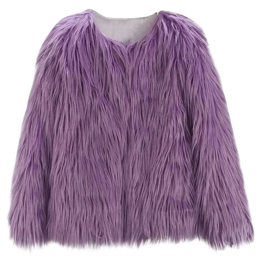 Girls Faux-Fur Winter Coat | Korean Style Thick Jacket Ages 2–10 Girls Winter Coat Peaceful Pleasures Health and Wellness Purple 140