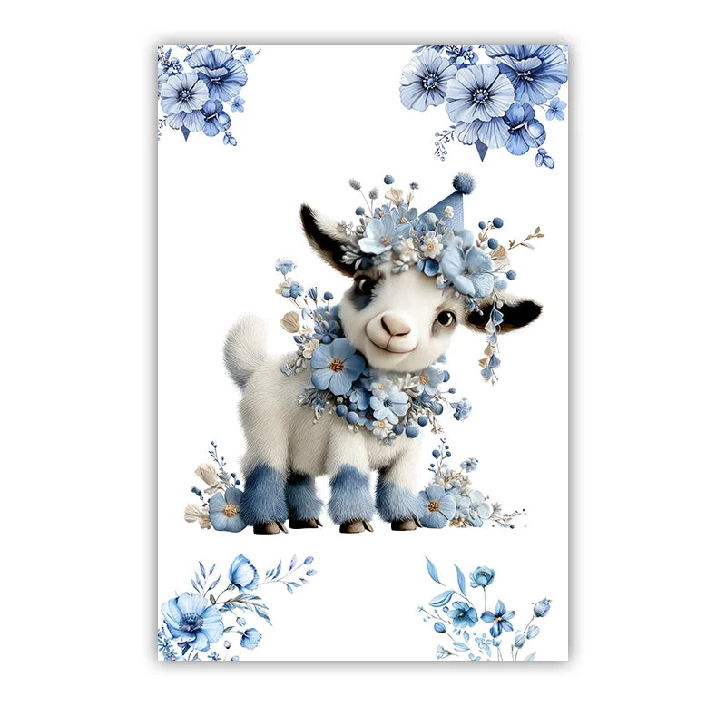 Custom Name Nursery Wall Art | Nordic Animal Canvas Print