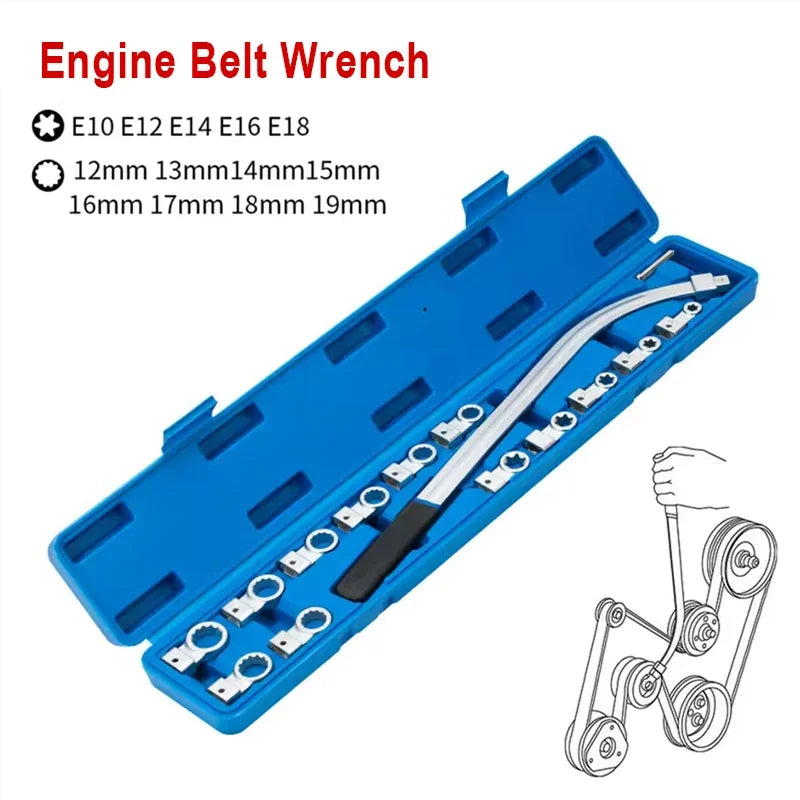 Professional Heavy Duty 15PCS Belt Tensioner Wrench Set Idler Pulley Tool for Auto Mechanics Peaceful Pleasures Health and Wellness