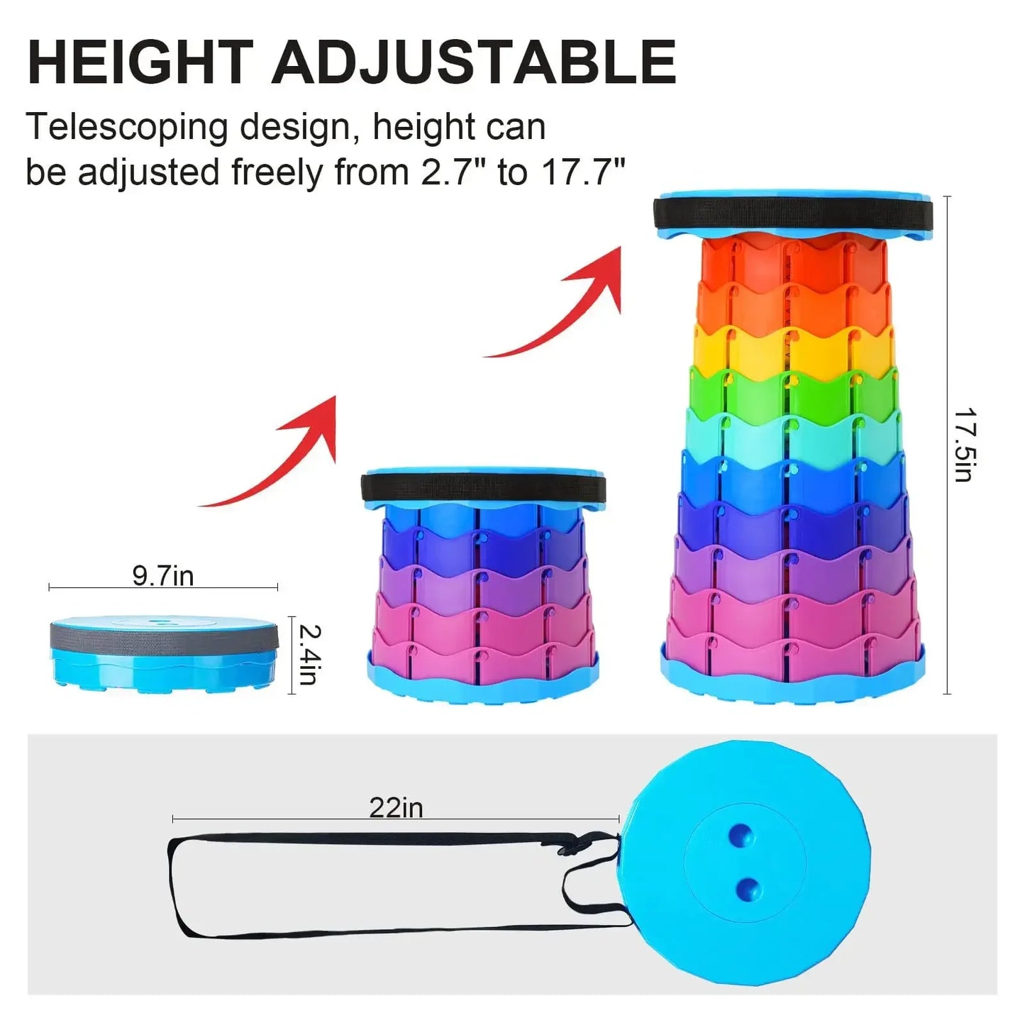 Upgraded Portable Foldable Folding stool Retractable Folding campingool suitable For Adults Outdoor Fishing Gardening Peaceful Pleasures Health and Wellness