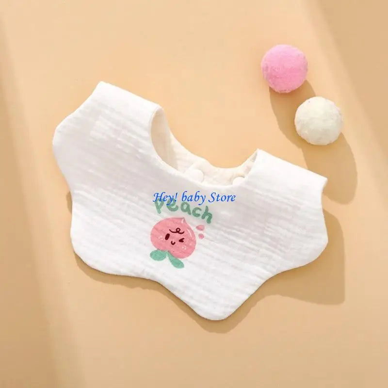 360° Rotating Baby Bib – Soft Cotton Muslin Drool Burp Cloth
