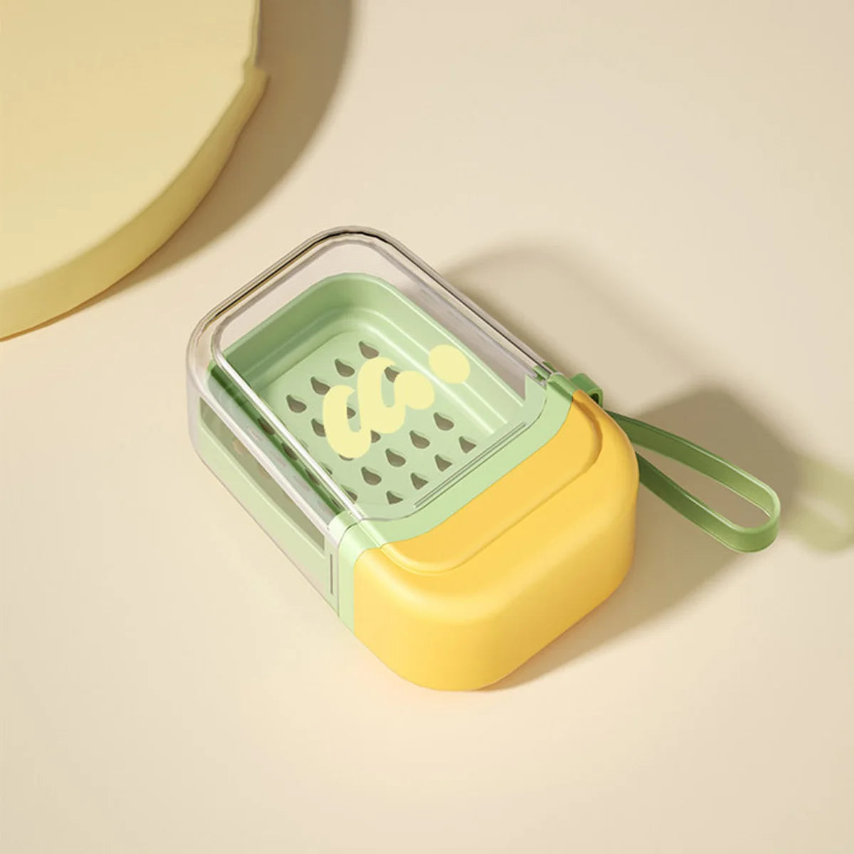 1PCS﻿ Portable Soap Box Leakproof Household Bathroom Drain Tray Bathroom Transparent Soap Box for Outdoor Camping Traveling Peaceful Pleasures Health and Wellness Green yellow