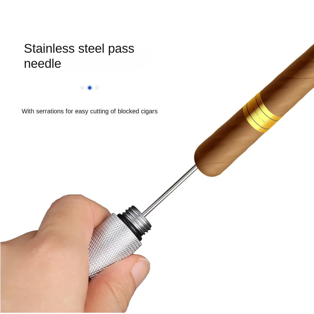 Aluminum alloy lightweight serrated with needle cigar holder unclogger drill hole type cigarette holder for Cigar Enthusiasts Peaceful Pleasures Health and Wellness
