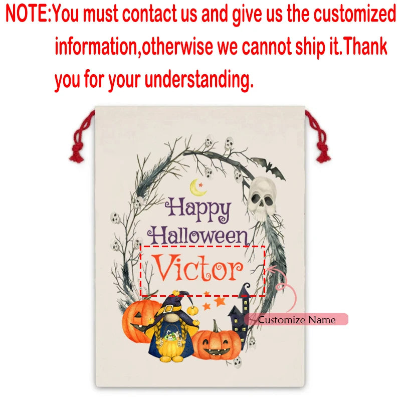 Personalized Halloween Drawstring Candy Bag – Custom Kids Gift Halloween Candy Bag Peaceful Pleasures Health and Wellness custom E 30x40cm