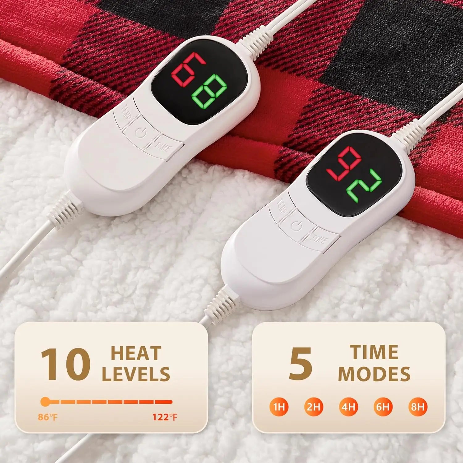 Queen Electric Heated Blanket – Ultra Soft Flannel, 10 Heat Levels, Auto Shut-Off Electric Blanket Peaceful Pleasures Health and Wellness