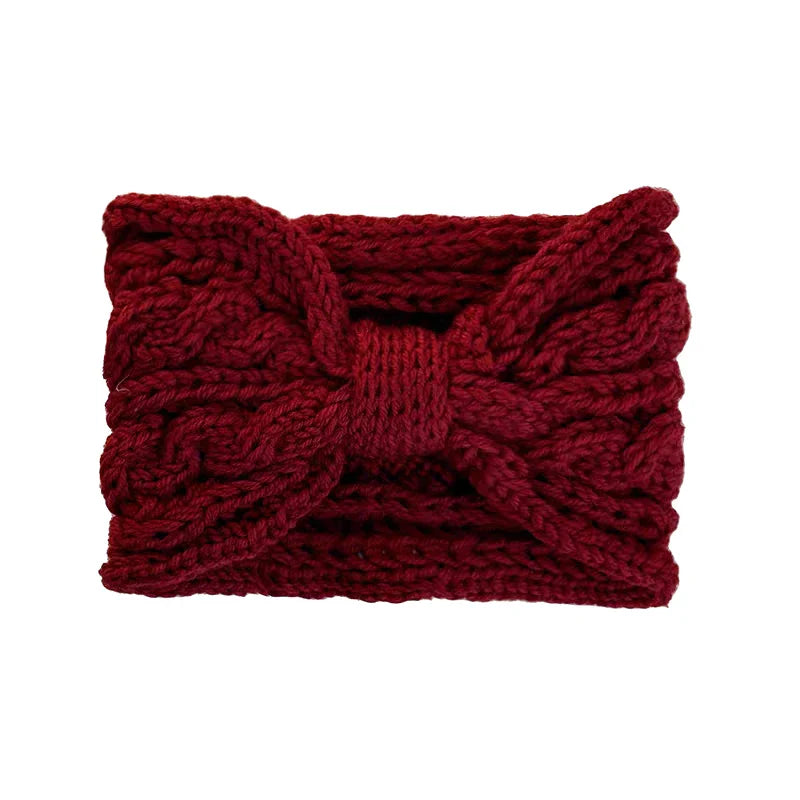 Korean Bow Knit Hair Band – Warm Windproof Headwrap for Girls