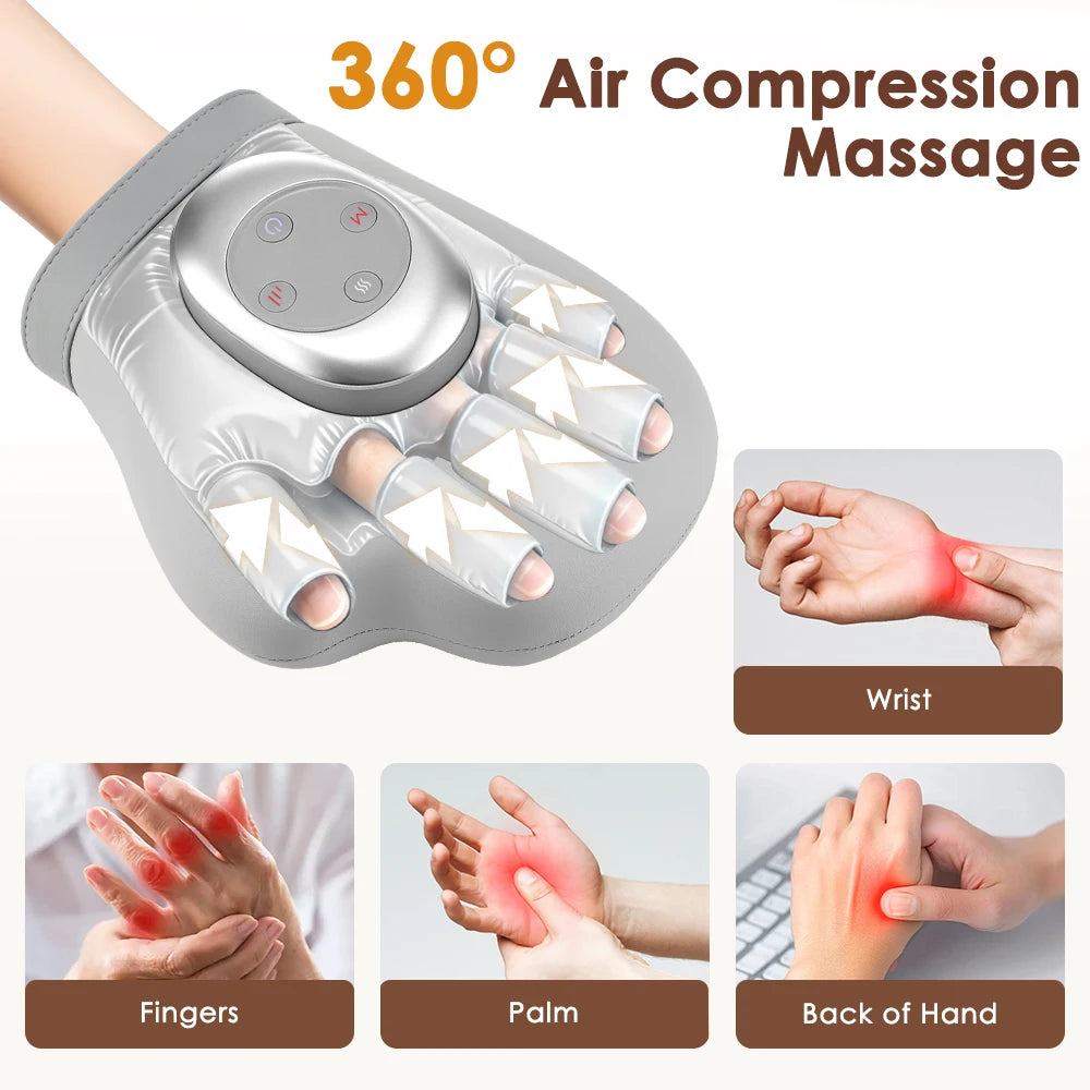 Cordless Hand Massager with Heat for Wrist Carpal Tunnel Electric Air Compression Full Hand Coverage Finger Palm Muscle Relax Peaceful Pleasures Health and Wellness