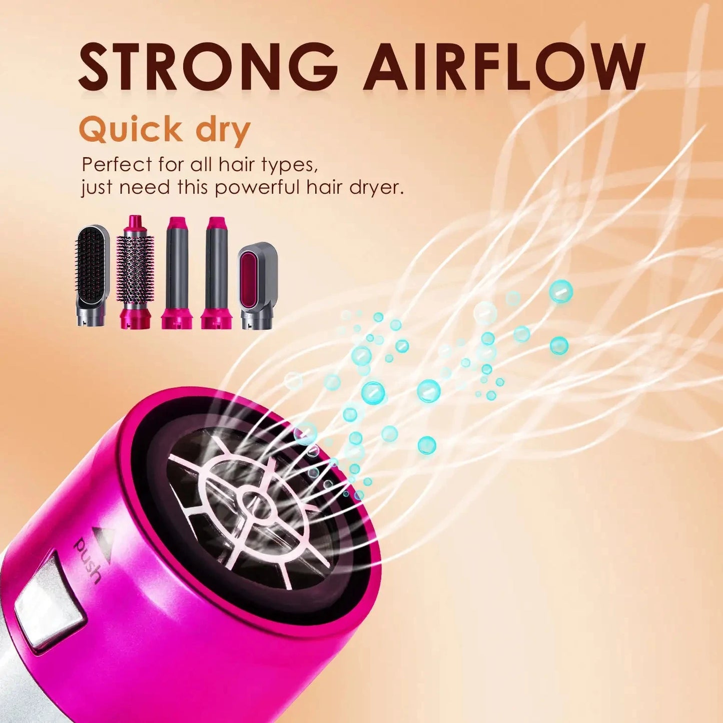 Hair Dryer 5-In-1 Electric Hair Comb Negative Ion Straight Curler Brush Blow Dryer Air Comb Removable Brush Kit Tool Peaceful Pleasures Health and Wellness