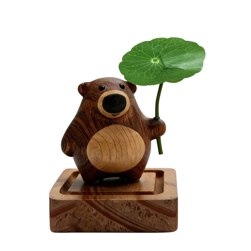 Cute Bear Wood Essential Oil Aroma Diffuser | Home & Car Decor Wood Aroma Diffuser Peaceful Pleasures Health and Wellness Round leaf bear