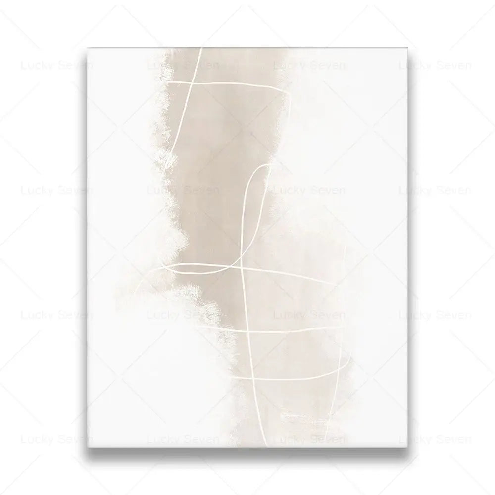 Minimalist Beige Abstract Brush Stroke Canvas Wall Art Print