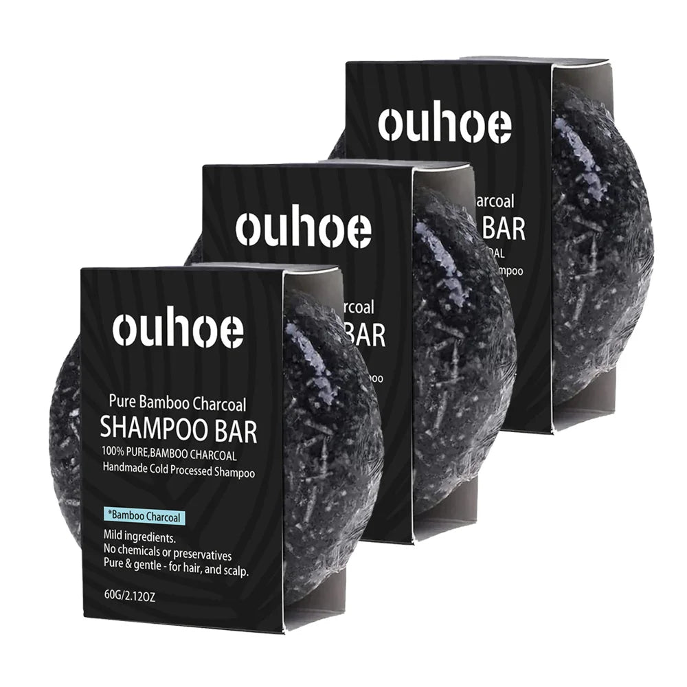 Bamboo Charcoal Shampoo Soap Deep Clean The Scalp Create Dark And Thick Hair Improve Dryness Hair Nourish Charcoal Shampoo Soap Peaceful Pleasures Health and Wellness 3pcs