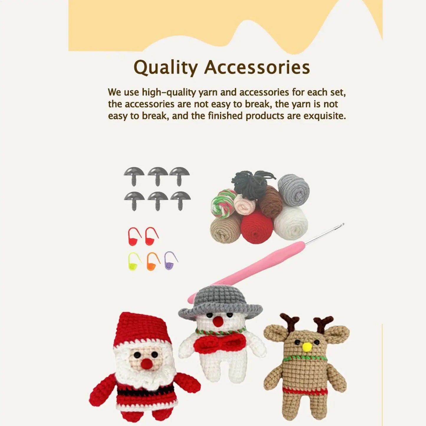 Christmas Crochet Kit for Adults & Beginners – DIY Doll Set