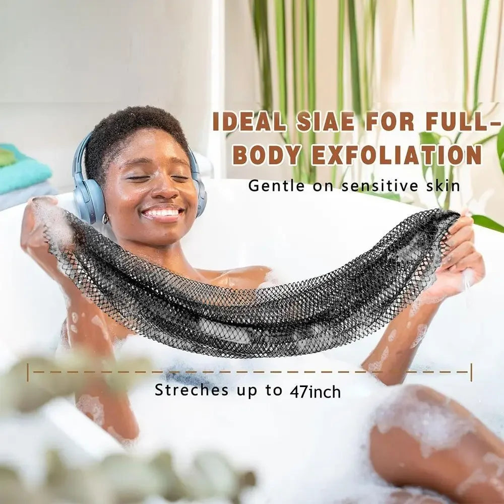 New Design Extra Long African Net Sponge Quick-Dry Easy foam Bath Net Stretchable Exfoliating Bath Sponge Peaceful Pleasures Health and Wellness