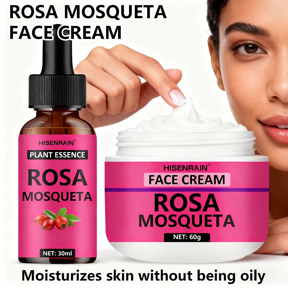 HISENRAIN Rosehip Skincare Set: Hydrating Serum & Moisturizing Cream Combo - Anti-Aging, 24H Moisture, Brightening Kit. Peaceful Pleasures Health and Wellness
