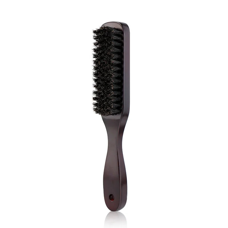 Hair Brush Wood Handle Boar Bristle Beard Comb Styling Detangling Straighten Brown Boar Bristles Massage Comb Peaceful Pleasures Health and Wellness M