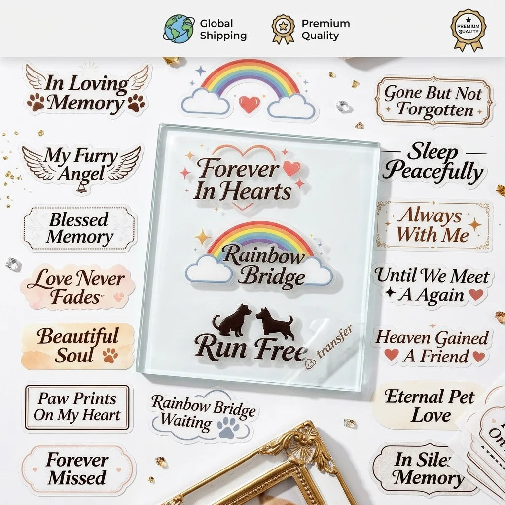 Pet Memorial UV Stickers – Paw Print Waterproof Decals for Urns