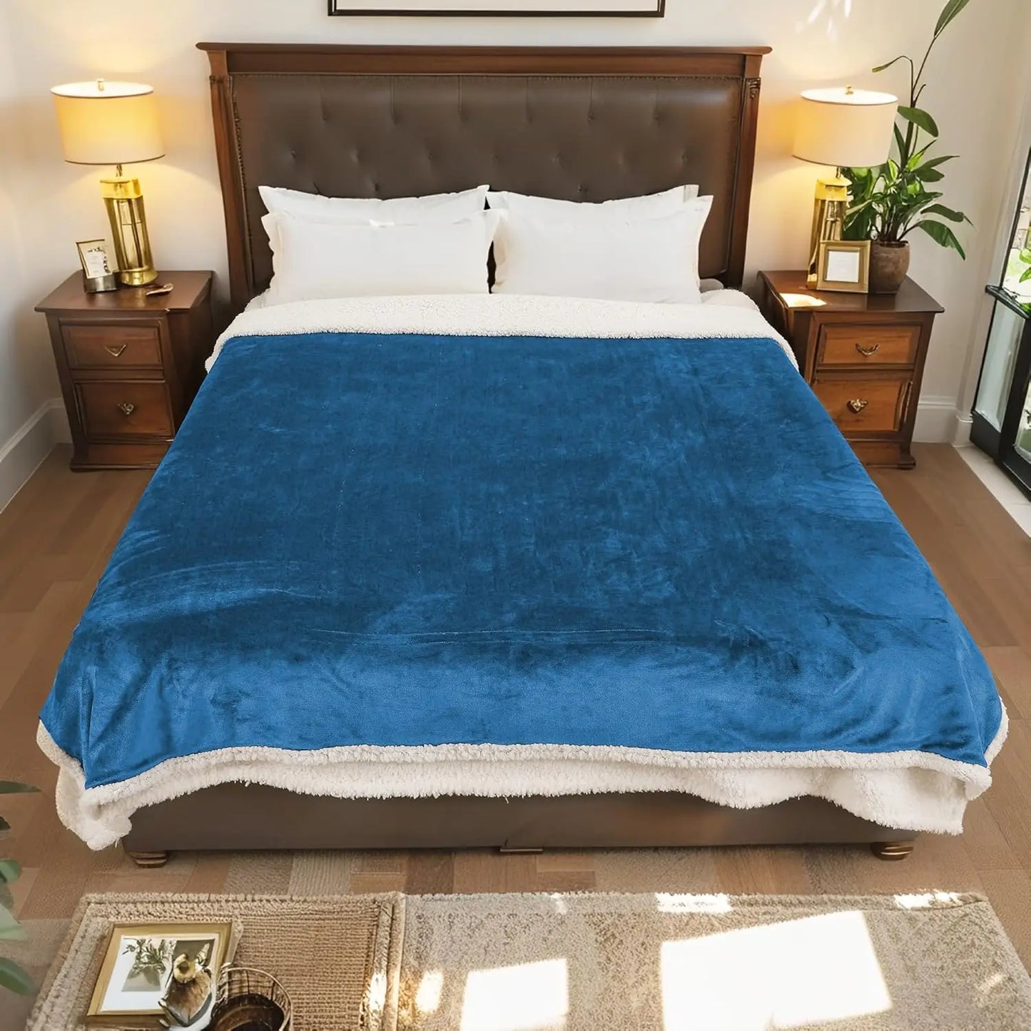 Twin Electric Heated Blanket – Dual-Sided Flannel & Sherpa, 10 Settings Peaceful Pleasures Health and Wellness