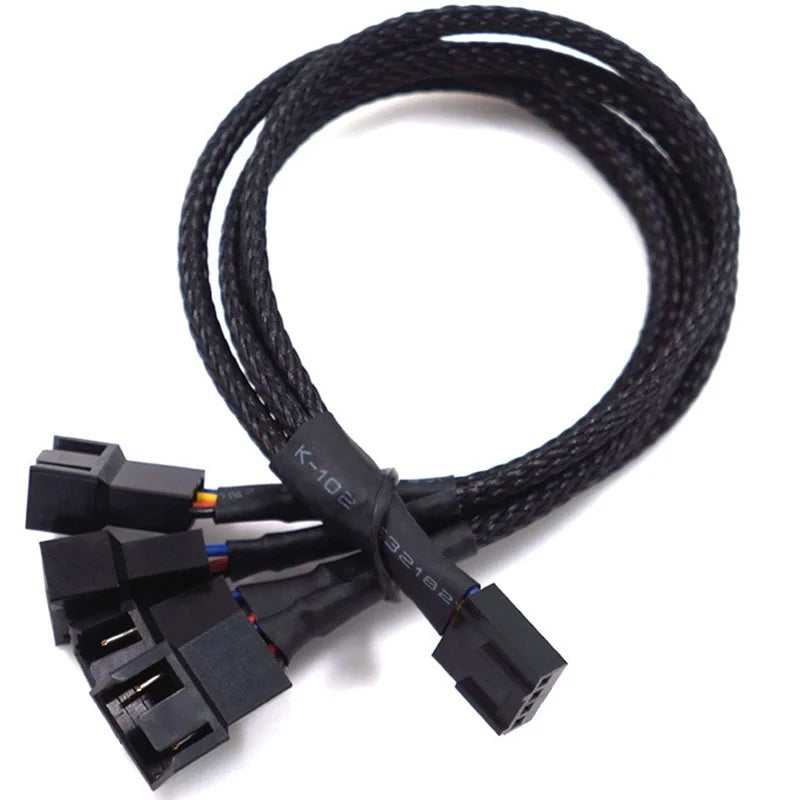 New 4 Pin Pwm Fan Cable 1 To 4/3/2/1 Ways Splitter Black Sleeved 27cm Extension Cable Connector Pwm Extension Cables Peaceful Pleasures Health and Wellness