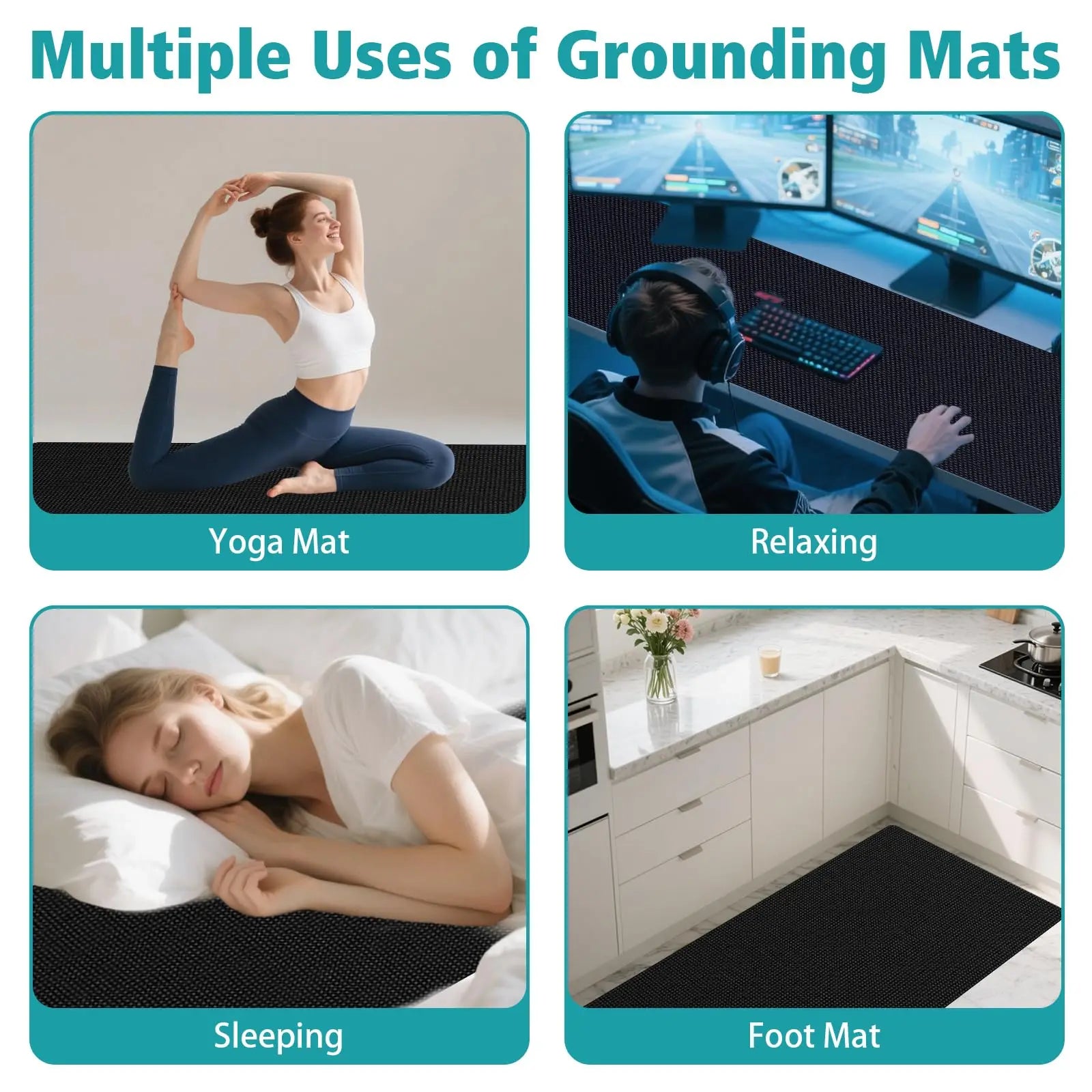 Grounding Mat for Bed Grounding Sheets Grounding Mattress Pad with Cord for Improved Sleep Reduced Anxiety Relief Pain Balance Peaceful Pleasures Health and Wellness