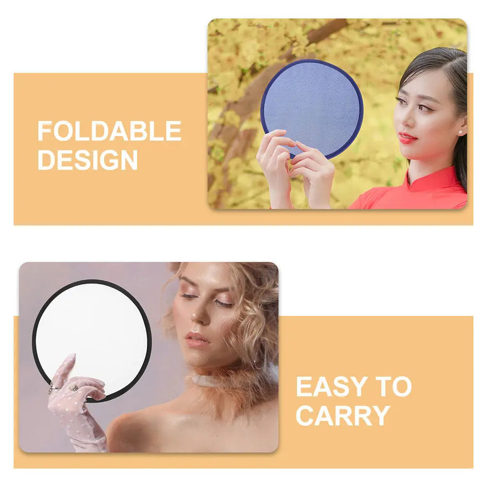 3Pcs Folding Round Fan Compact Portable Hand Fan Simple Elegant Design for Women Travel Handbag Backpack Everyday Use Peaceful Pleasures Health and Wellness