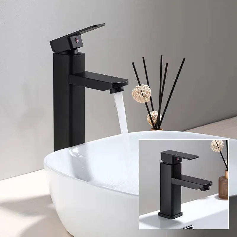 Black Square Basin Faucet – Hot & Cold Mixer Tap