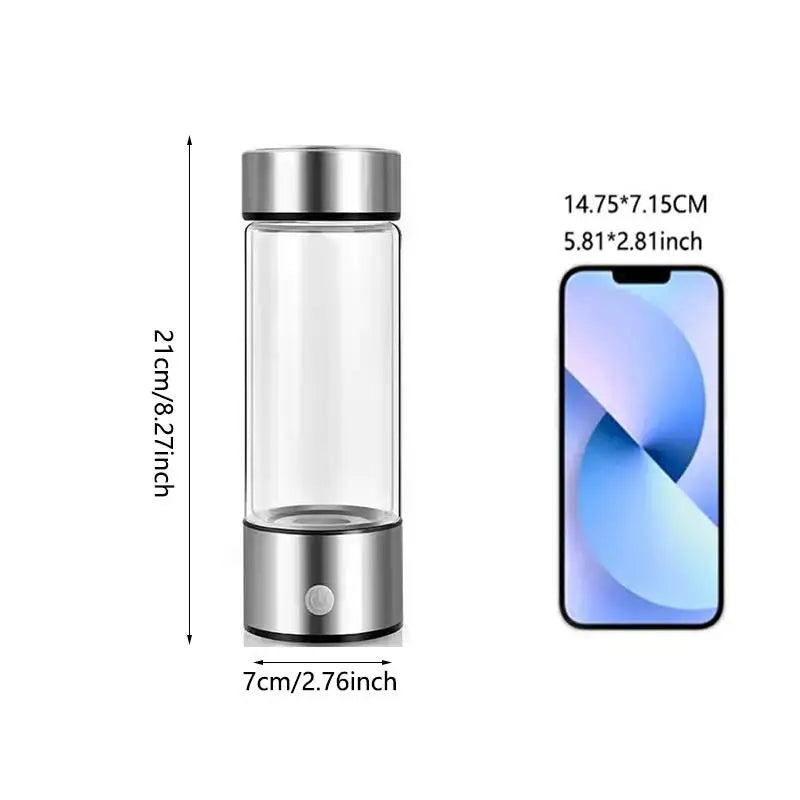 Portable household glass health-promoting electrolyzed water generator, USB charging hydrogen water bottle generator Peaceful Pleasures Health and Wellness