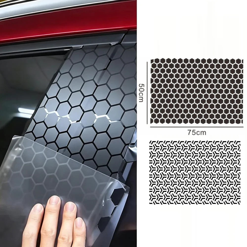 Honeycomb Matte Black Car Window Sticker 75x50cm Sun Shade