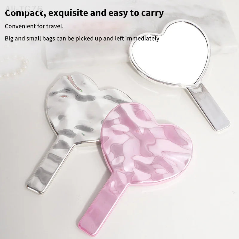 Heart Handle Handheld Makeup Mirror – HD Vanity Mirror