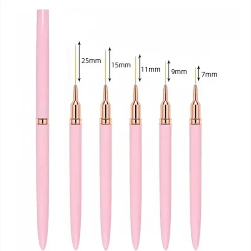 5-Piece Nail Art Liner Brush Set – UV Gel Manicure Tools