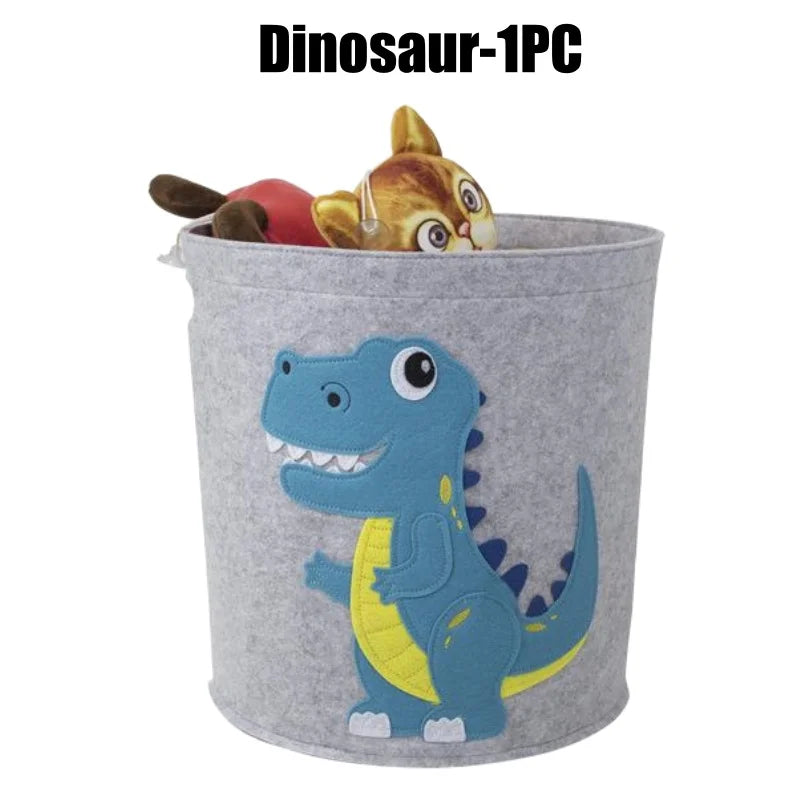 Large Felt Kids Toy & Laundry Basket – Cartoon Animal Design