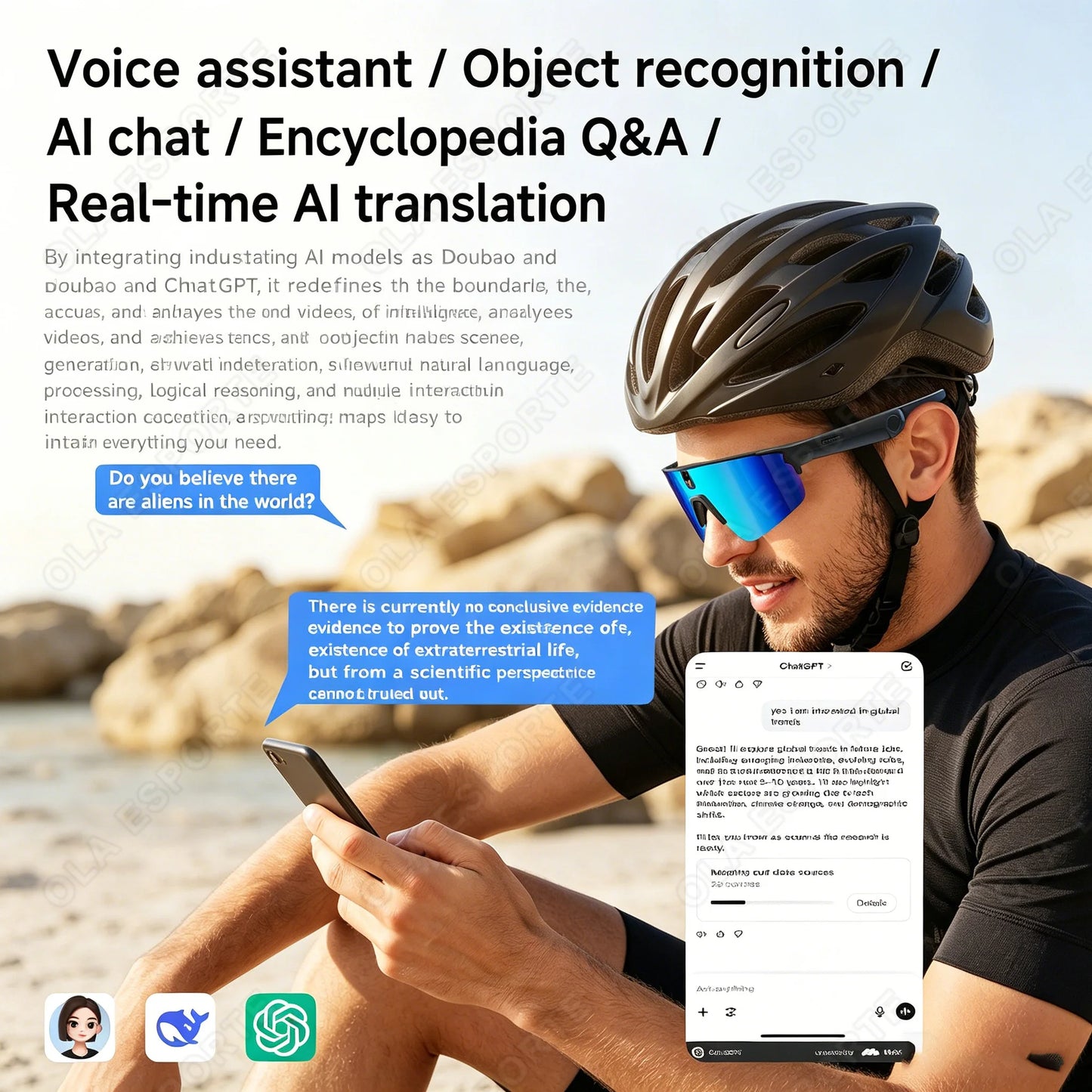 Smart Cycling Glasses 8MP Camera WiFi BT AI Translator Sports