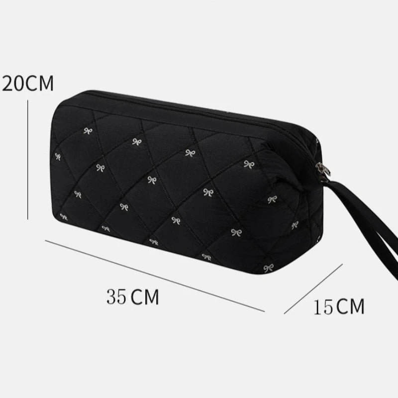 New Multi Functional Hair Dryer Storage Bag for Travel Cute Bow Embroidery Quilted Hair Tools Waterproof Zipper Cosmetic Bags Peaceful Pleasures Health and Wellness