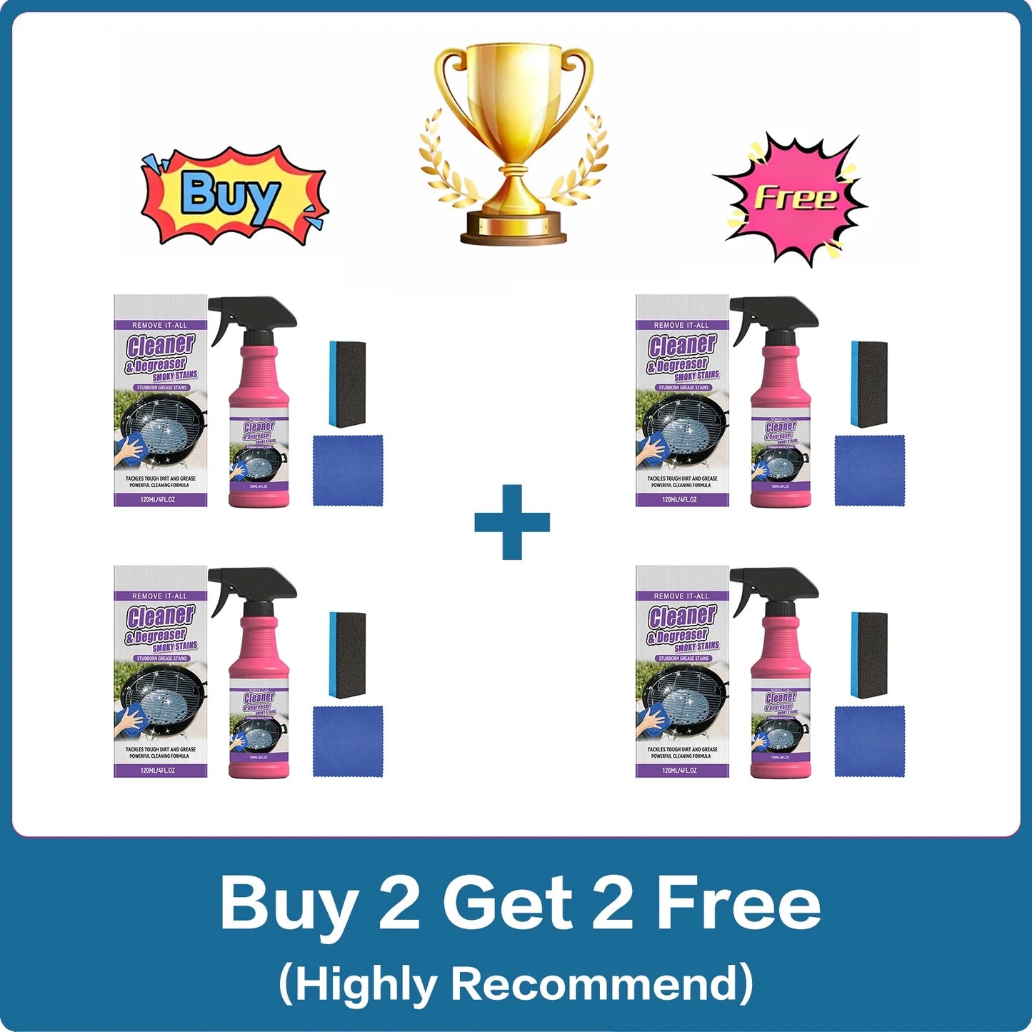 Heavy Duty BBQ Grill Cleaner Spray – Grease & Stain Remover