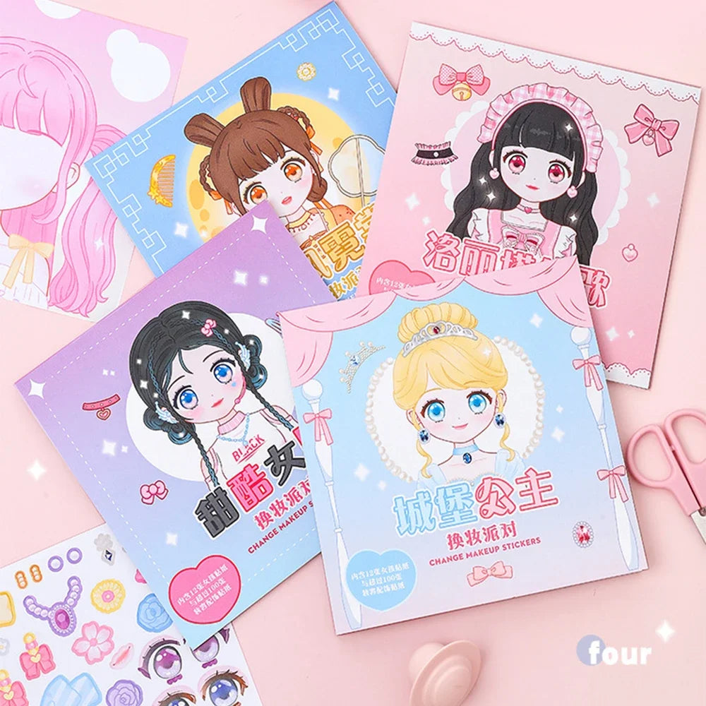 Cartoon Princess Make Face Puzzle Stickers Girls Reusable Creative