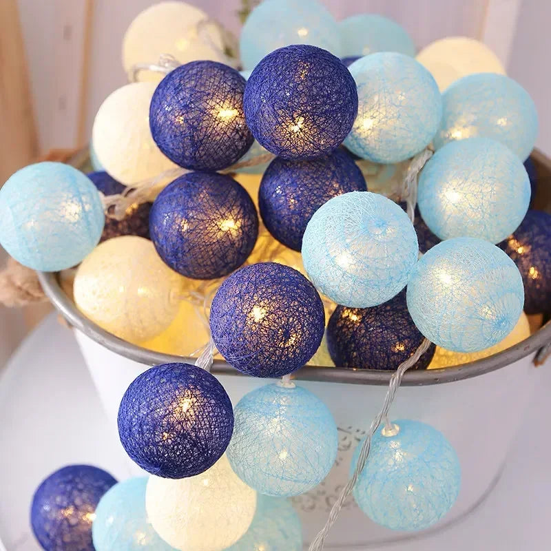 20 LED Cotton Ball String Lights – Fairy Garland Home & Garden