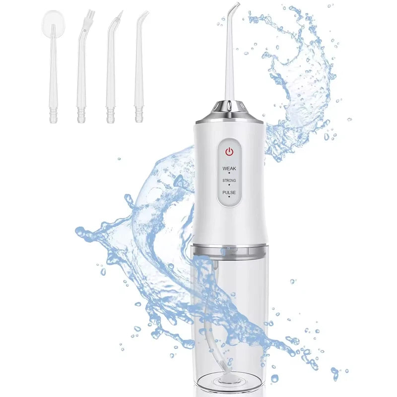 Dental Floss Portable Cordless Oral Irrigator Cleaning Water Spray Dental Flosser Cleaning Device Peaceful Pleasures Health and Wellness WHITE